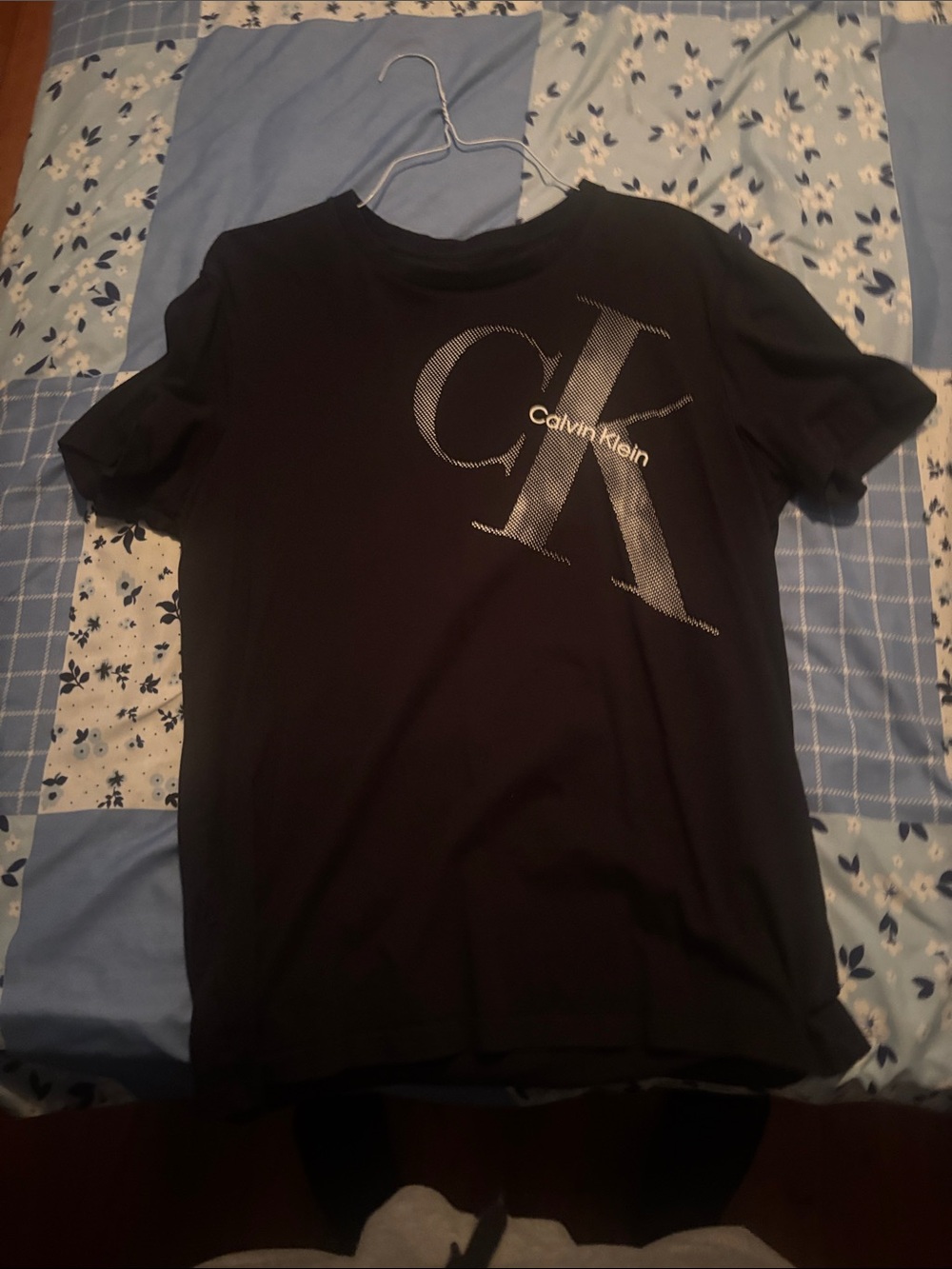 Calvin Klein Black Short-Sleeve Tee with Silver CK Logo